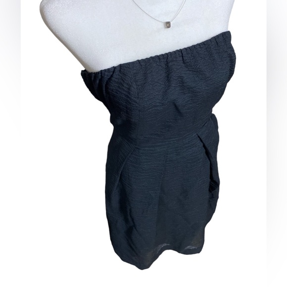 4/20 J.Crew Black Strapless Seersucker Fit & flare cocktail event dress size 10 - Picture 2 of 8